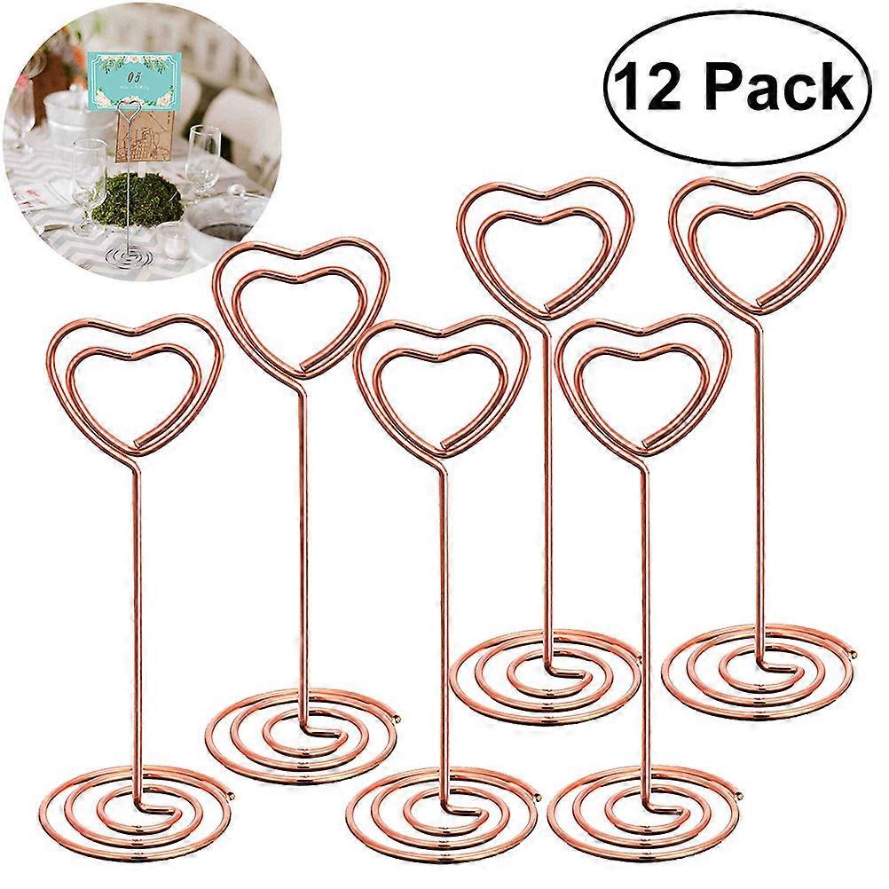 12 Stück Roségoldene Herzförmige Fotohalter, Tischnummernhalter, Menükartenclips Für Hochzeiten