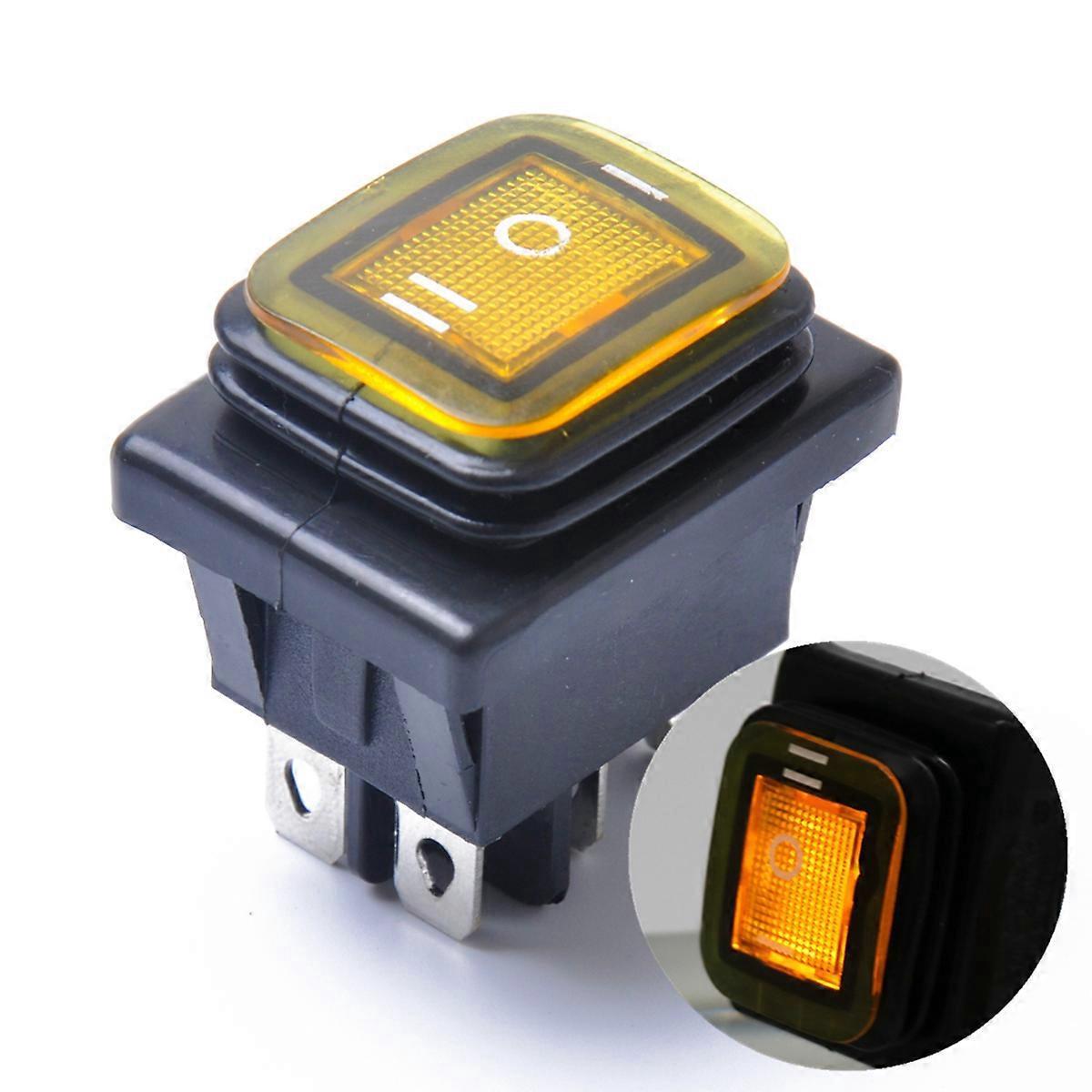 Wippschalter Ein-aus-ein 6 12v Dc Auto Boot Automobile Wasserdichter Led-rastschalter (gelbes Licht)-3.80x2.80x4.20cm-yellow
