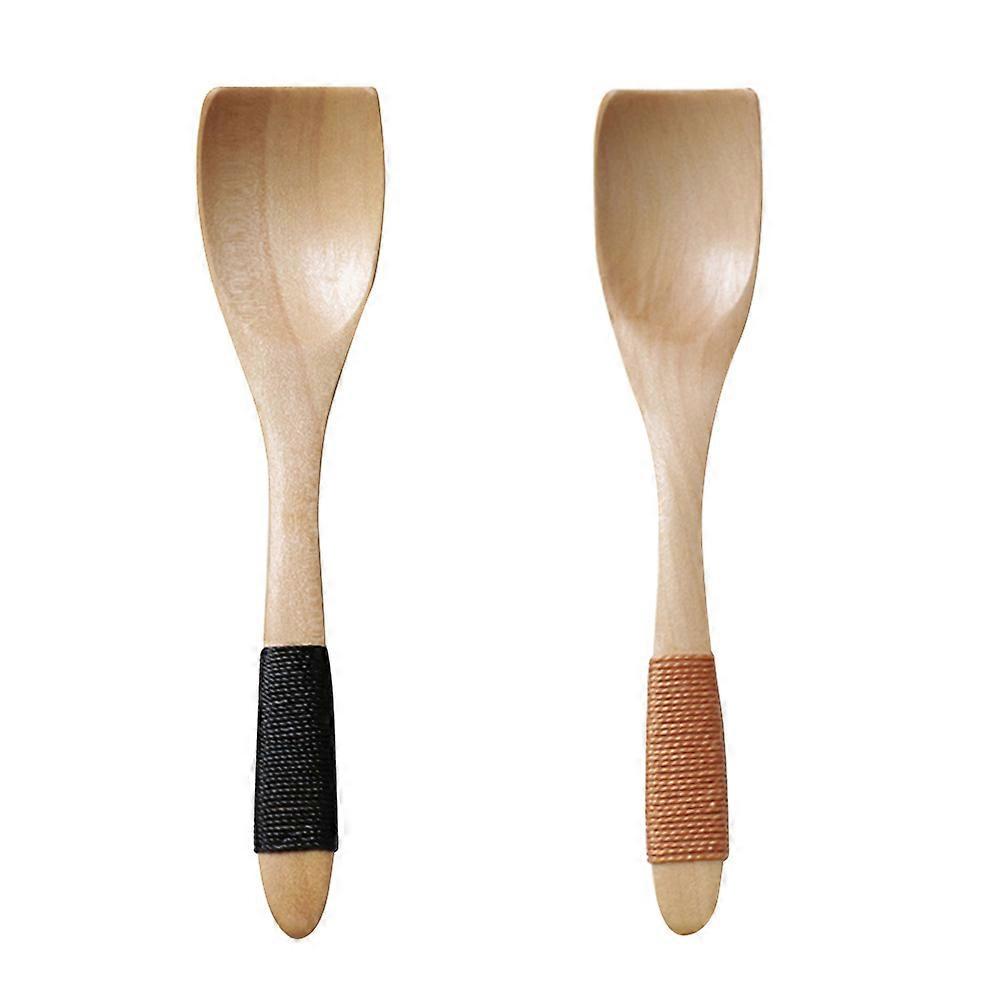 Japanische Eiscremelöffel Aus Holz, Kleine Dessertlöffel Mit Bindeschnur Am Griff, Kindergeschirr Aus Massivholz (burlywood)-13.50x2.80x0.50cm