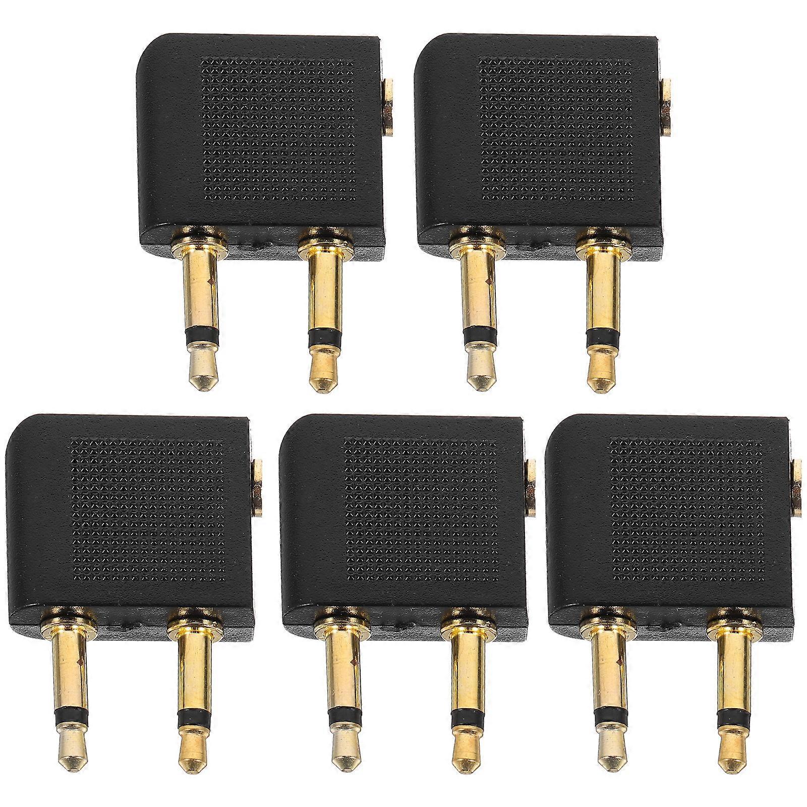 5 Stück Flugzeug-kopfhöreradapter, Audio-klinkenstecker Auf Stecker-4.00x2.50x1.20cm-black