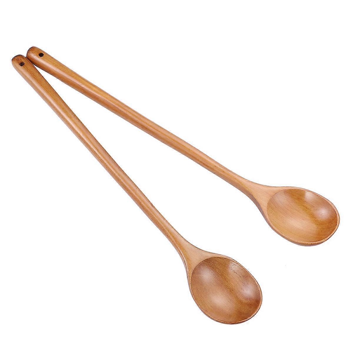 Ounona 2er-set Kochlöffel Aus Holz Mit Langem Griff, Hitzebeständig, Handgefertigt, Küchenhelfer Für Restaurants-33.50x5.00x2.00cm