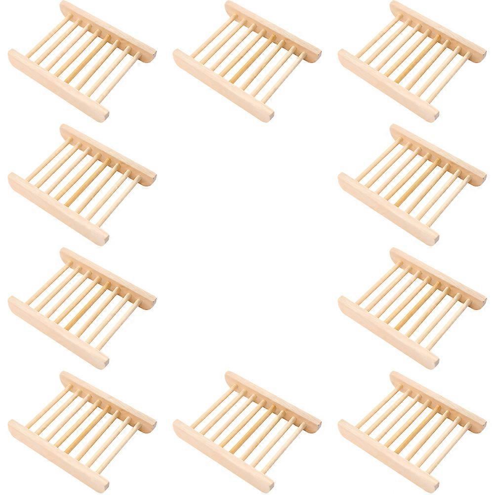 10er-pack Seifenablagen Aus Holz, Seifenaufbewahrung Für Die Arbeitsplatte, Seifenablage Für Waschbecken-11.50x9.00x1.80cm