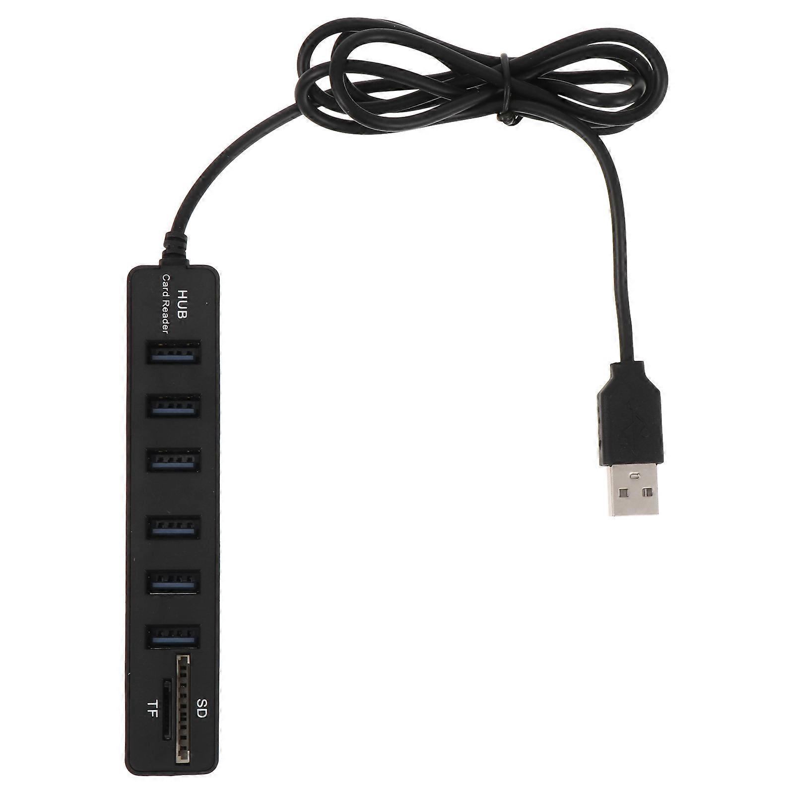 1 Stück Tragbarer Usb-hub Für Computer, Usb 2.0-verlängerungs-splitter, Multifunktions-datenhub-2.2x112.5cm-black