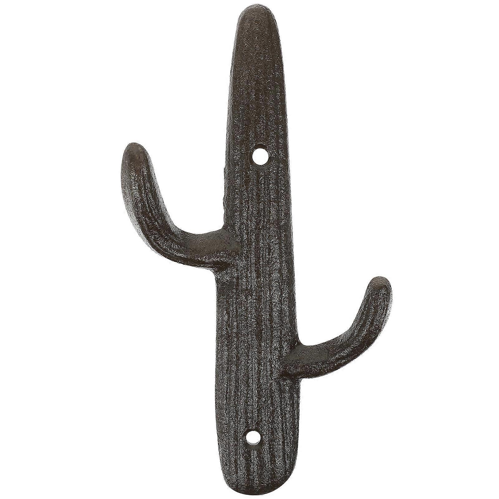 Wandhänger Im Rustikalen Stil, Gusseisernes Design, Kaktusförmiger Doppelhaken-17.2x9x2.5cm-coffee