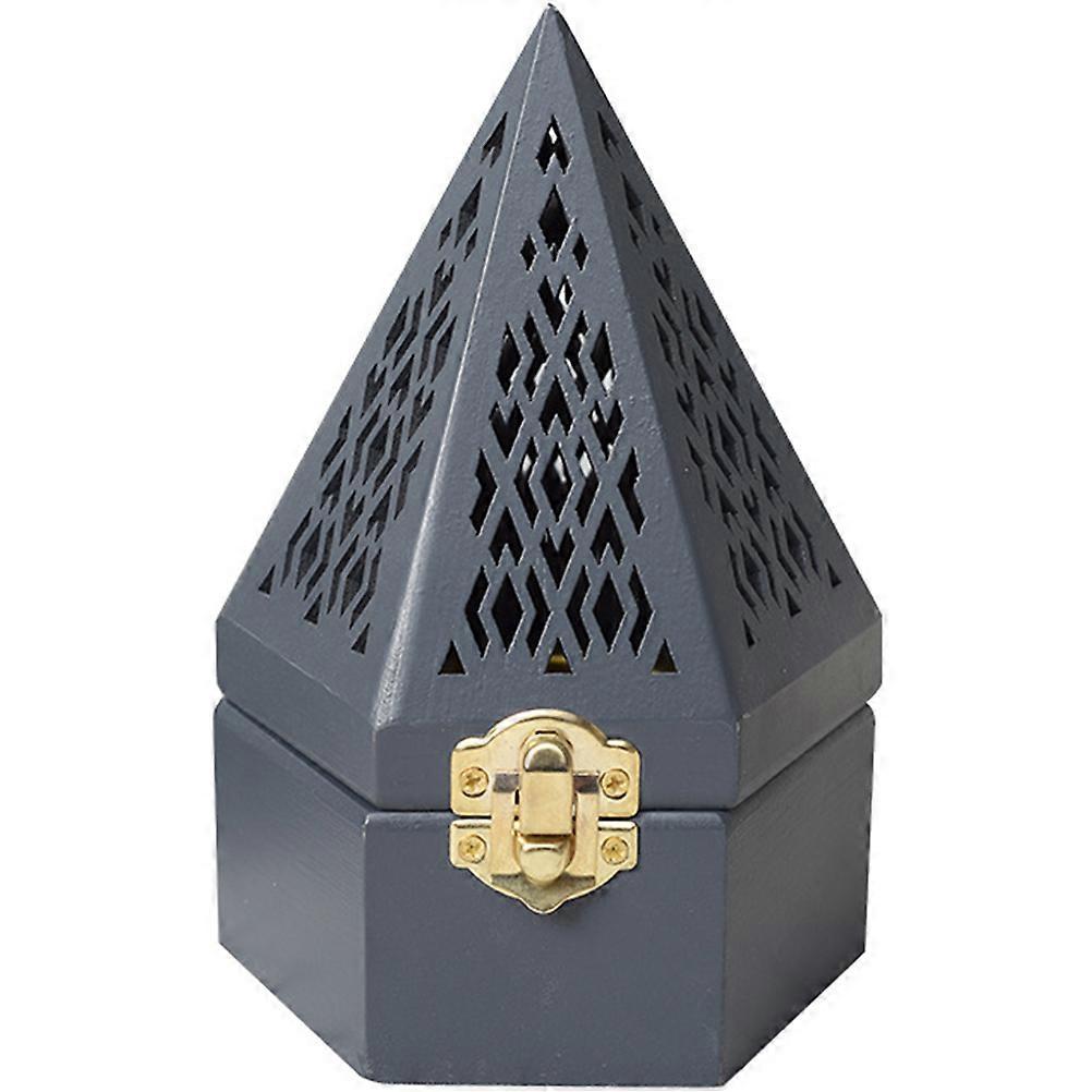 Hohler Räucherkegelhalter Aus Holz Im Klassischen Pyramidenstil-16x10.5cm-black