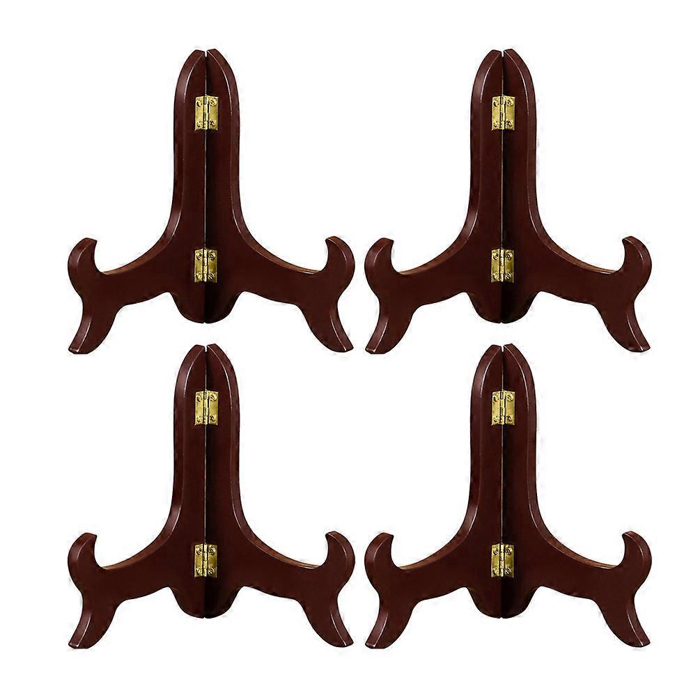 Stück 4-zoll-tellerhalterungen Aus Holz, Klappbar, Für Tischgeschirr, Bastelbedarf, Präsentationsständer Für Zuhause, Büro, Geschäft, Tee- Und Backstein-displayzubehör-4 Inches