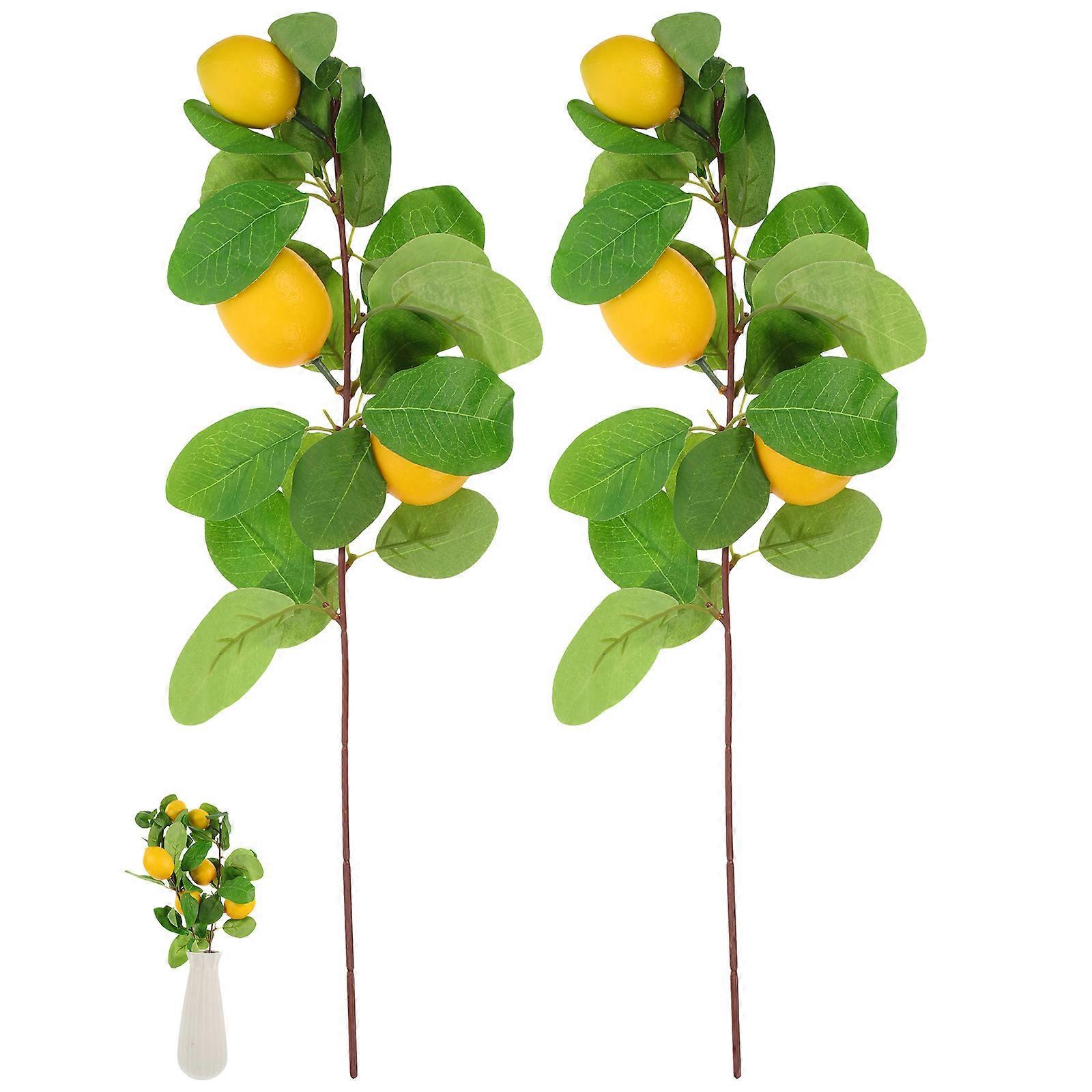 2 Künstliche Zitronenstiele, Zitronenstäbchen, Zitronenstäbchen, Heimvasendekoration-10x10x48.5cm-yellow