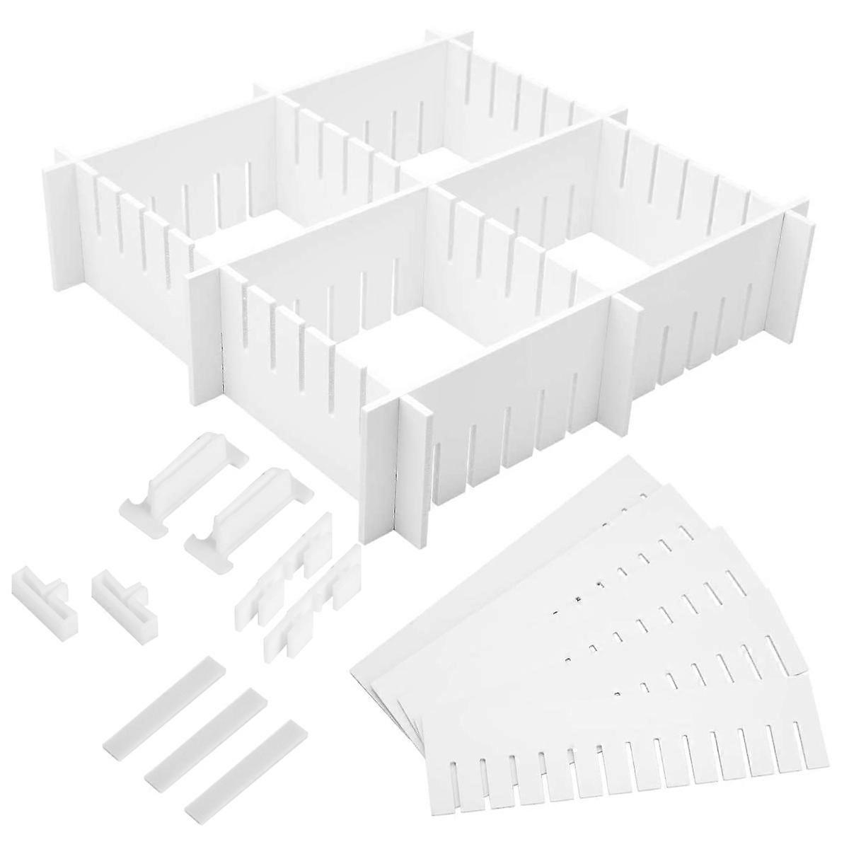 34 Pp-schubladeneinteiler, Frei Kombinierbarer Organizer, Verstellbare Schubladentrennwände-47.00x5.00x0.27cm-white