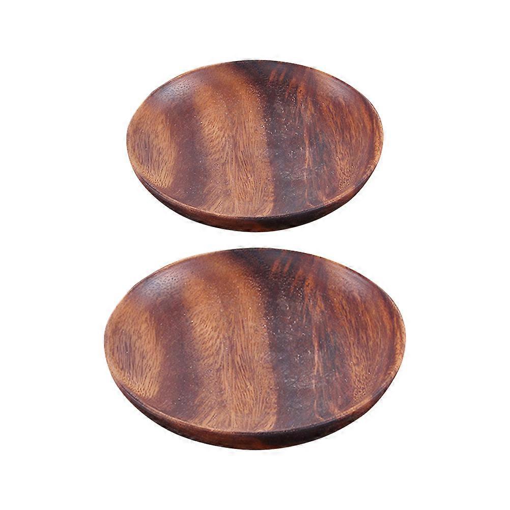 2er-set Speiseteller, Haushalts-salatteller, Mehrzweck-tischgeschirr (dunkle Holzfarbe)-15x15x2cm