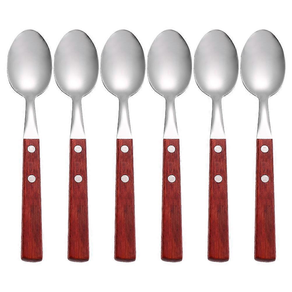 6-teiliges Set Edelstahllöffel, Küchenrührlöffel, Kaffeebohnenlöffel, Dessertlöffel-20.00x3.80x1.20cm-red