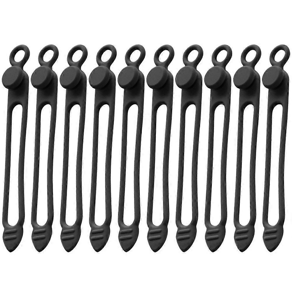 10 Wiederverwendbare Kabelbinder Aus Silikon, Kabelorganisatoren Für Den Schreibtisch-10.50x1.20x0.50cm-black