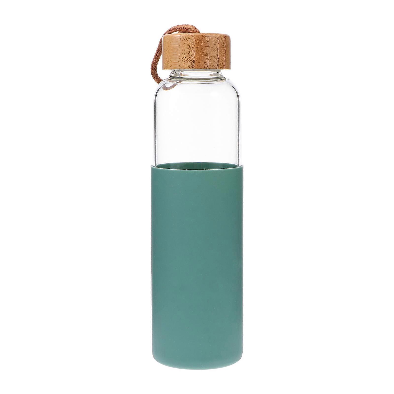 1 Stück Outdoor-glasbecher, Tragbarer Wasserbecher Mit Bambusdeckel-24.00x6.80x6.80cm-green