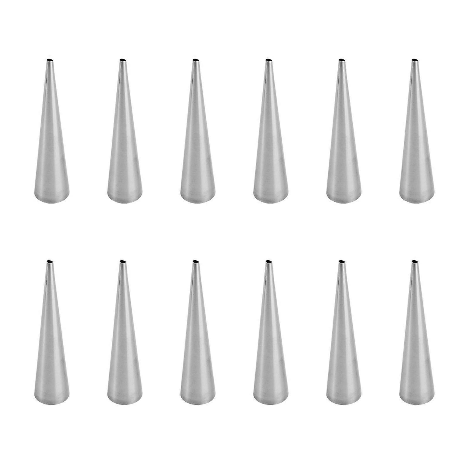 16-teiliges Set Edelstahl-gebäck- Und Sahnehörnchenformen, Konische Röhren-, Kegel- Und Teigrollenhörnchenformen, Küchenbackwerkzeug (große Größe)-12.00x3.00x3.00cm