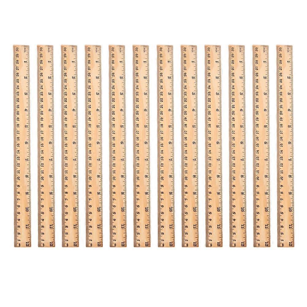 12-teiliges Haushalts-holzlineal, Multifunktionale Gerade Lineale, Praktische Schülerlineale-31.00x2.50x0.30cm