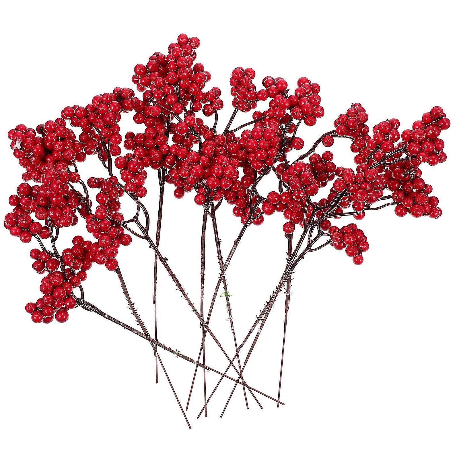 10 Stück Künstliche Weihnachtsbeerenzweige Zum Selbermachen Für Blumenarrangements-5x5x22cm-red