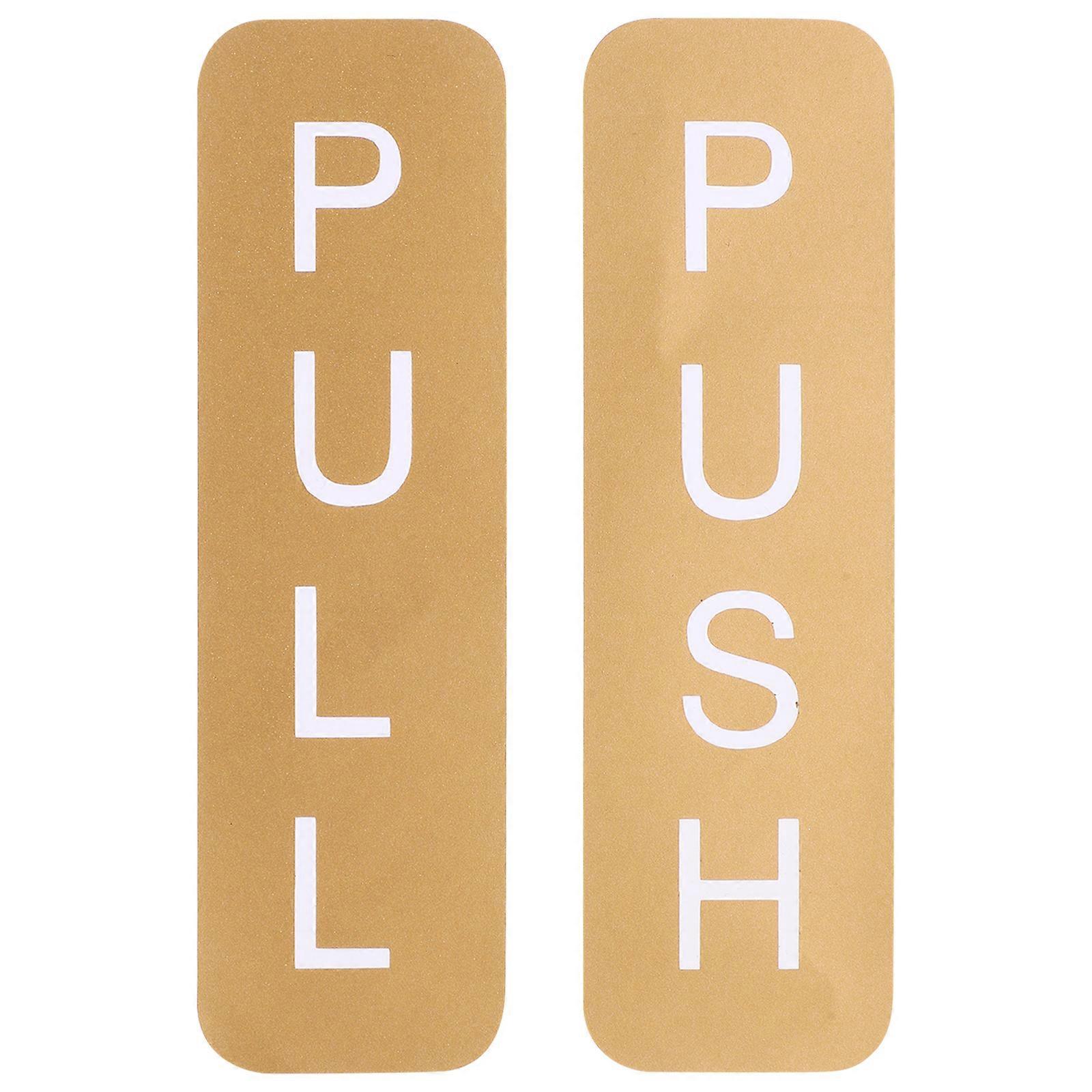 1 Paar Selbstklebende Türaufkleber Mit Schiebe-/zug-schild Für Den Haushalt-17.00x5.00x0.10cm-golden