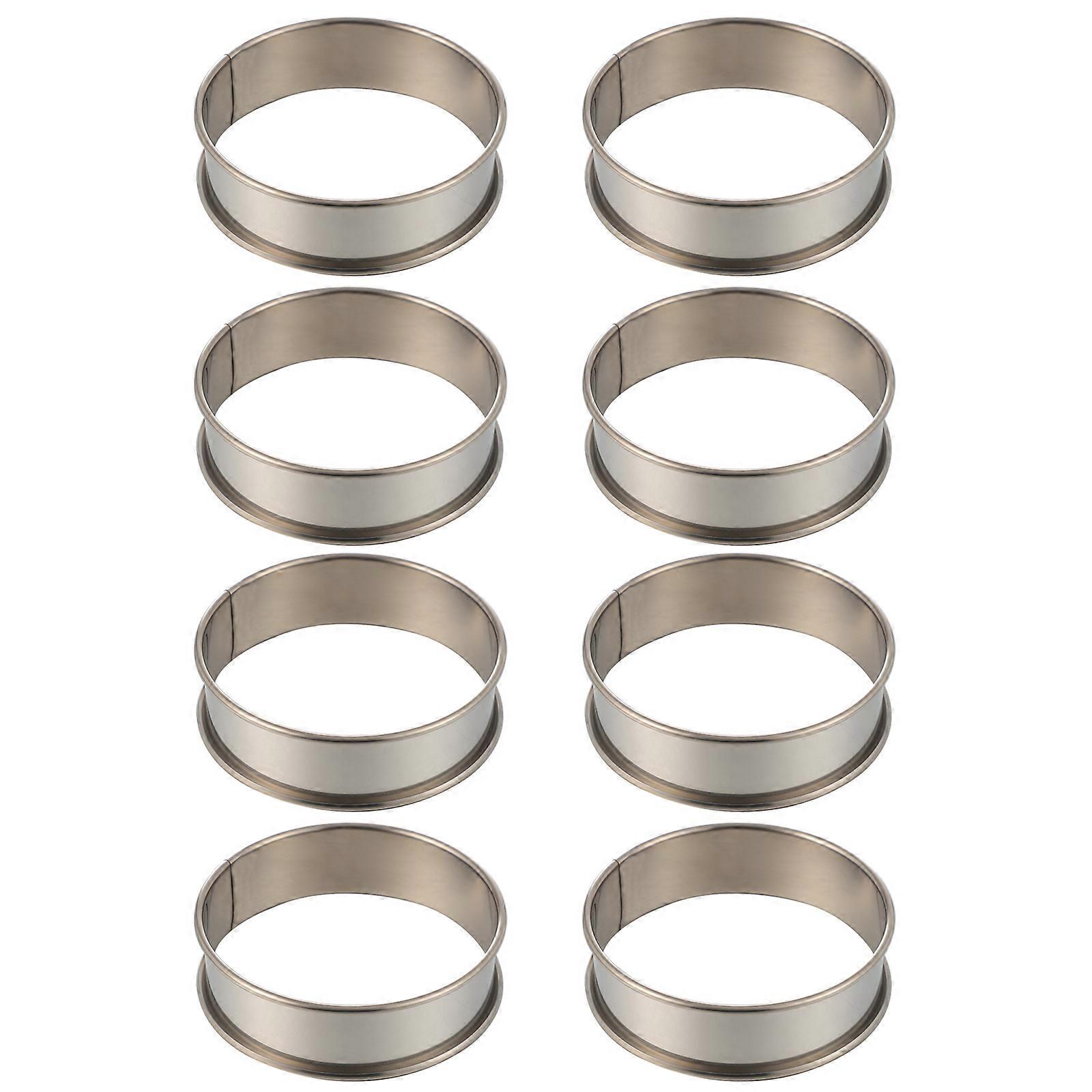 8-teiliges Set Mousse-ringformen, Backwerkzeuge, Kuchen- Und Keksformen, Edelstahlformen-10x8cm-silver