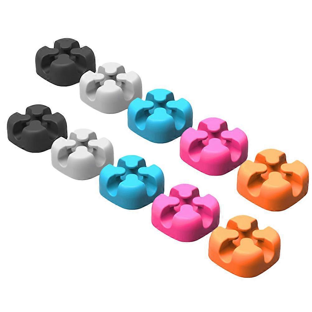10 Stück Silikon-kabelorganisatoren, Selbstklebende Kabelclips Für Den Schreibtisch-2.3x2.3cm