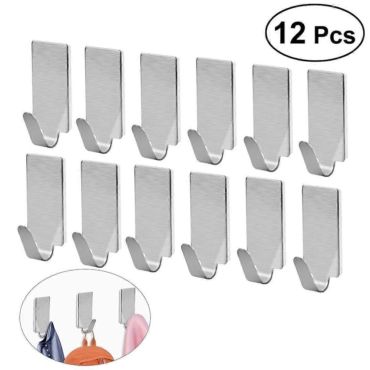 Nuolux 12er-set Selbstklebende Handtuchhaken Aus Edelstahl, Handtuchhalter, Wandhaken Für Küche Und Badezimmer-silver