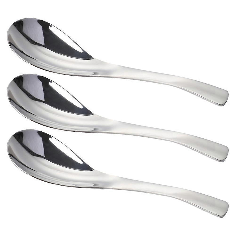 3-teiliges Set Edelstahllöffel: Speiselöffel, Suppenlöffel, Reislöffel, Verdickungslöffel, Servierlöffel (kleine Größe)-13.50x3.50x0.25cm
