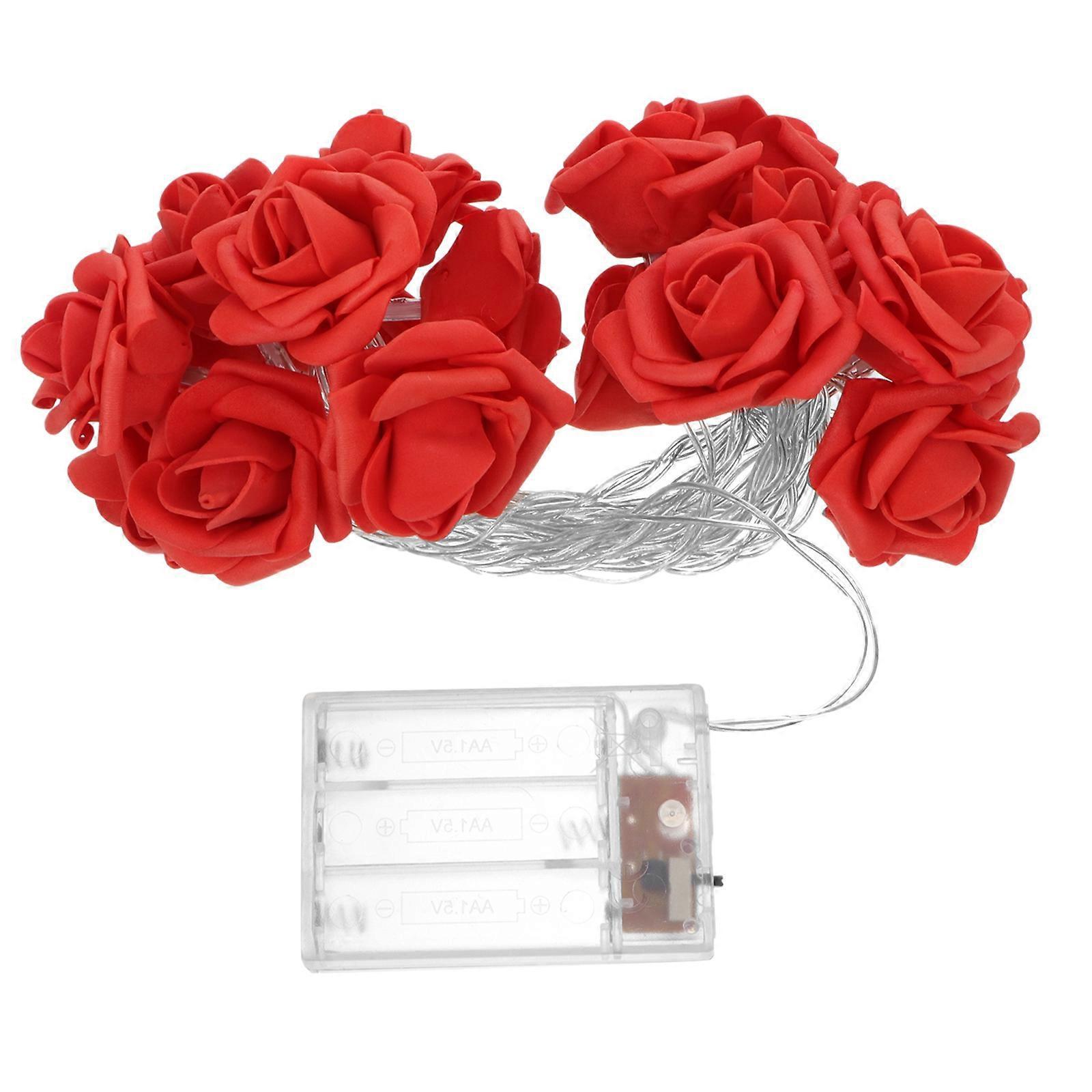 1 Set Led-lichterkette Mit Rosenblüten Aus Pe-kunststoff, Dekorative Lampen Für Fotografie-300x4cm-red