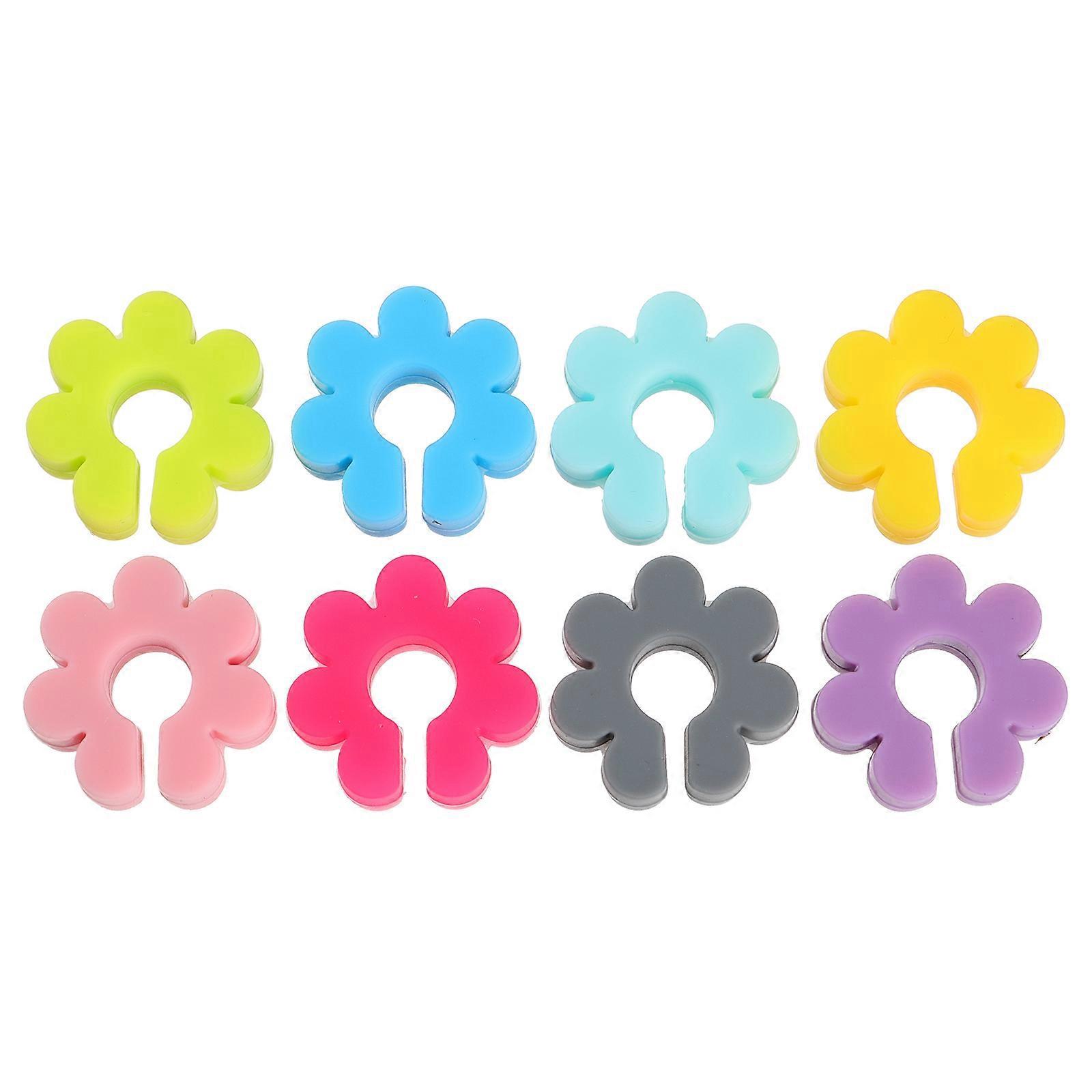 Stück Silikon-weinglasanhänger In Blumenform (verschiedene Farben)-2.00x2.00x0.50cm