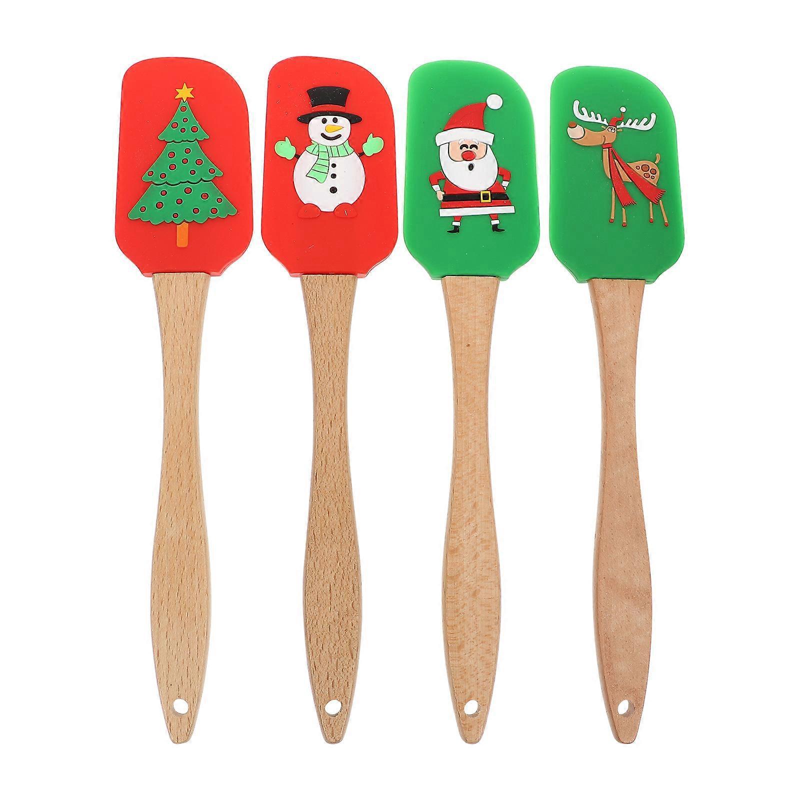4-teiliges Weihnachtsbackset Aus Silikon, Inklusive Teigschaber (verschiedene Farben)-25x5x1cm