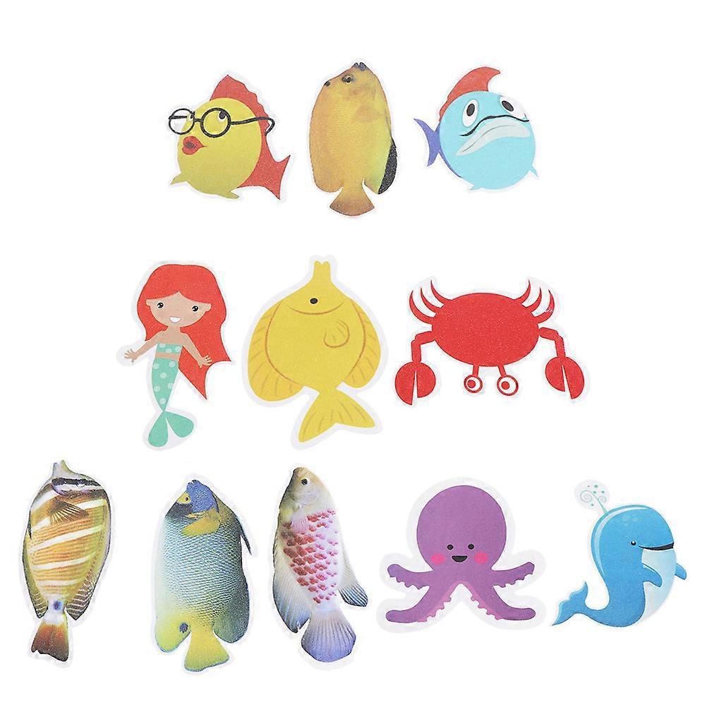 11 Stück Nützliche Rutschfeste Badezimmeraufkleber Aus Pvc, Wasserfest, Strapazierfähig, Für Mehr Sicherheit Auf Dem Badezimmerboden (ozean-, Fischmotiv)-13x12 Cm