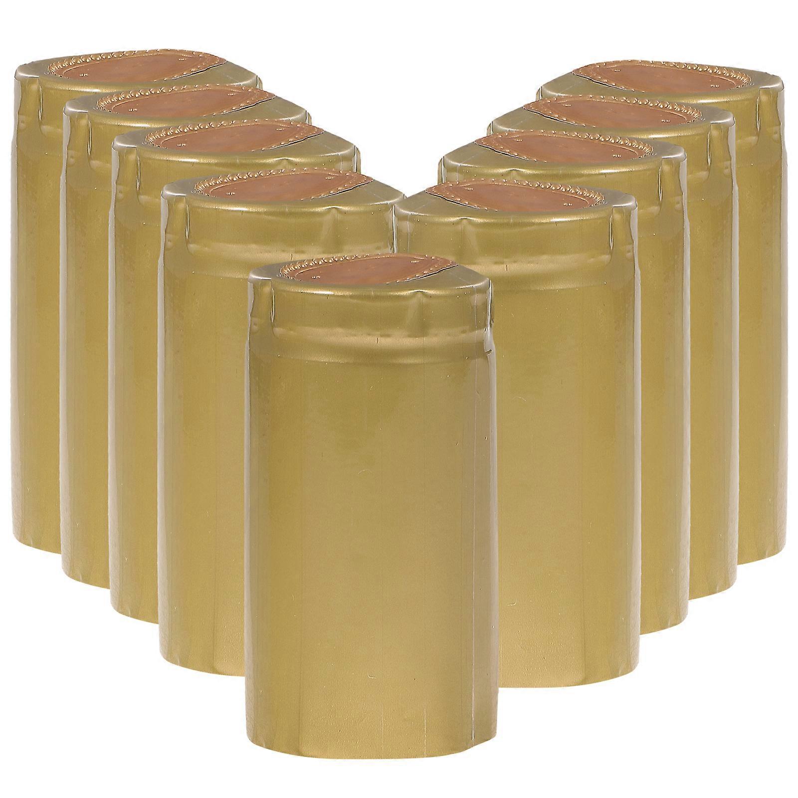 100 Stück Schrumpfkapseln Für Weinflaschen, Hitzebeständige Kunststoff-schrumpffolie Für Rotwein, Professionelles Weinzubehör, Doppelwandige Flaschen-3x3x6cm-golden