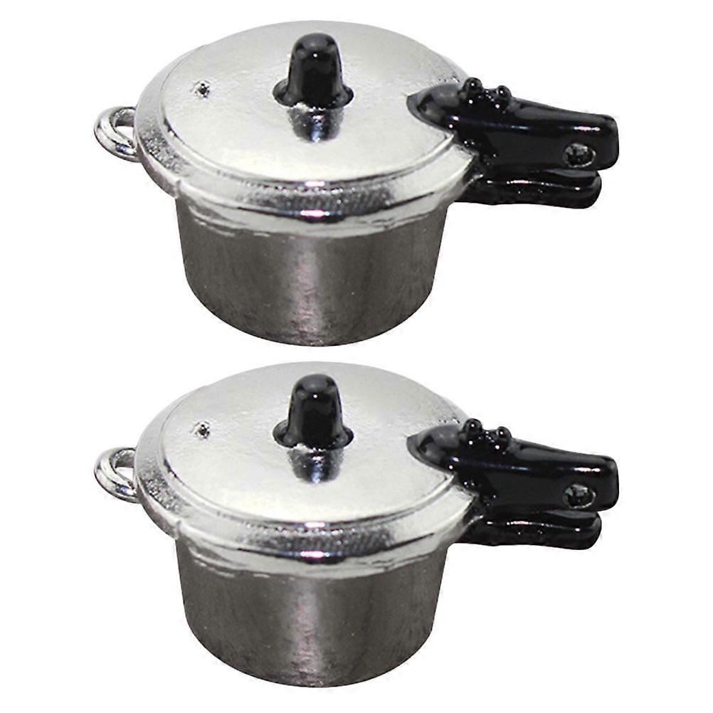 2er-pack Mini-schnellkochtöpfe Aus Aluminiumlegierung, Mini-haushaltszubehör-3.2x1.9x1.8cm-silver Black