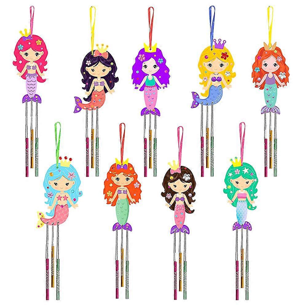 Set Diy-malerei-windspiel Meerjungfrauen-windspiel-set Bastelmaterial Für Ihr Eigenes Windspiel-16.5x8.7cm