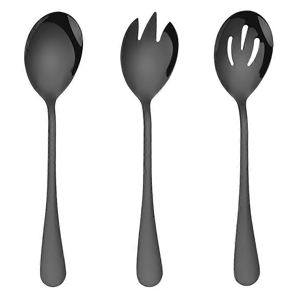 Set Salatbesteck Aus Edelstahl, Servierschalen, Servierlöffel, Buffet- Und Restaurantbesteck-19.8x4.5x0.2cm-black