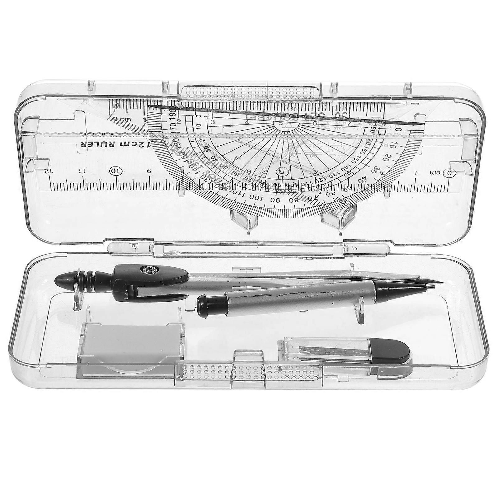 Zirkel-set, Geometrie-zeichenwerkzeug Mit Winkelmesser, Teiler, Lineal, Bleistiftmine, Radiergummi