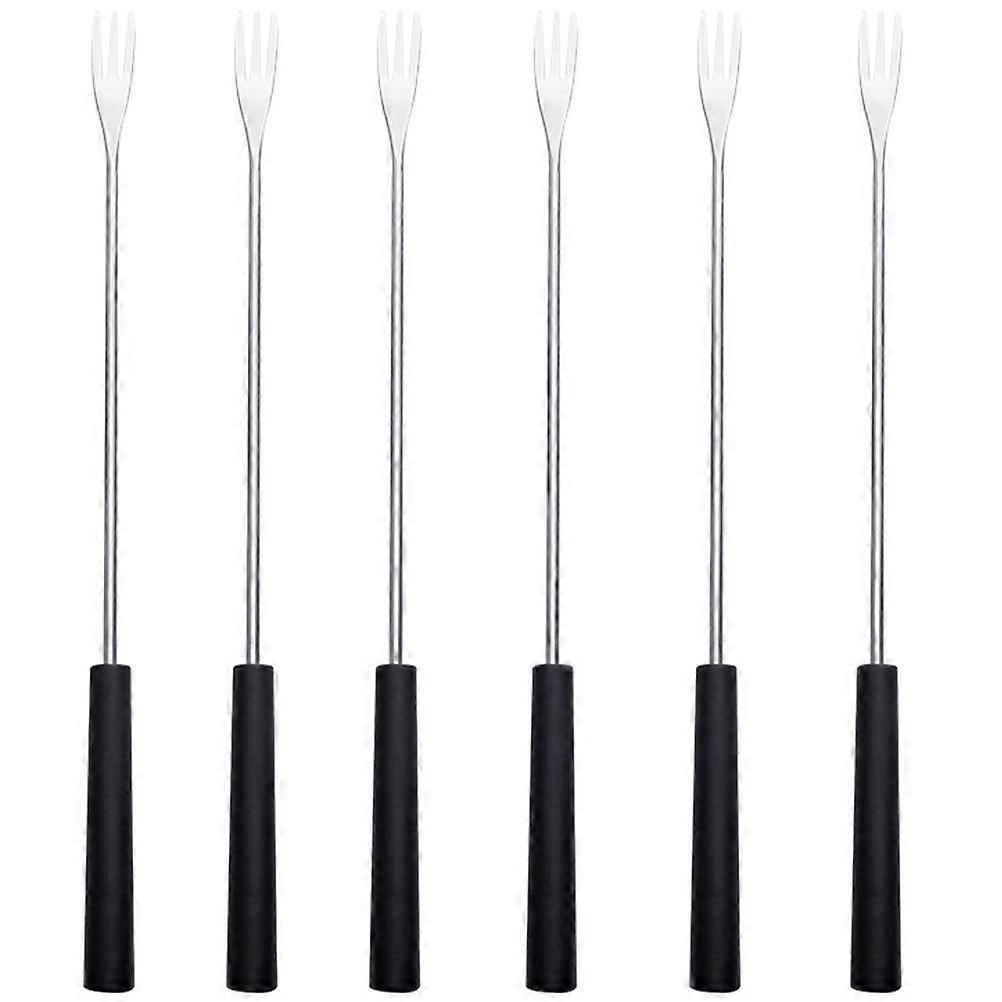 6-teiliges Fondue-set Aus Edelstahl: Käse-fonduegabeln, Obstgabeln, Grillgabeln-26.00x1.30x1.30cm-black