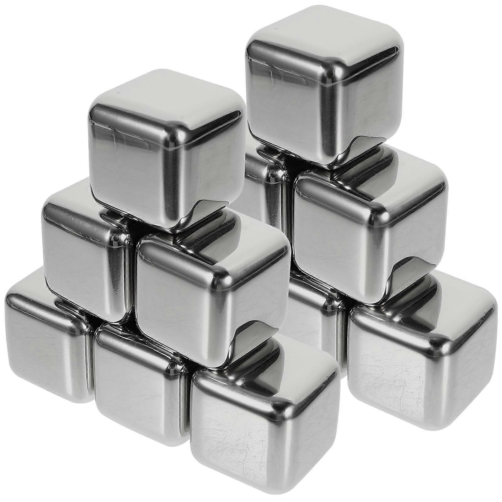 12 Stück Wiederverwendbare Edelstahl-whiskysteine Zum Kühlen Von Eiswürfeln, Bier Und Wein-2.70x2.70x2.70cm-silver