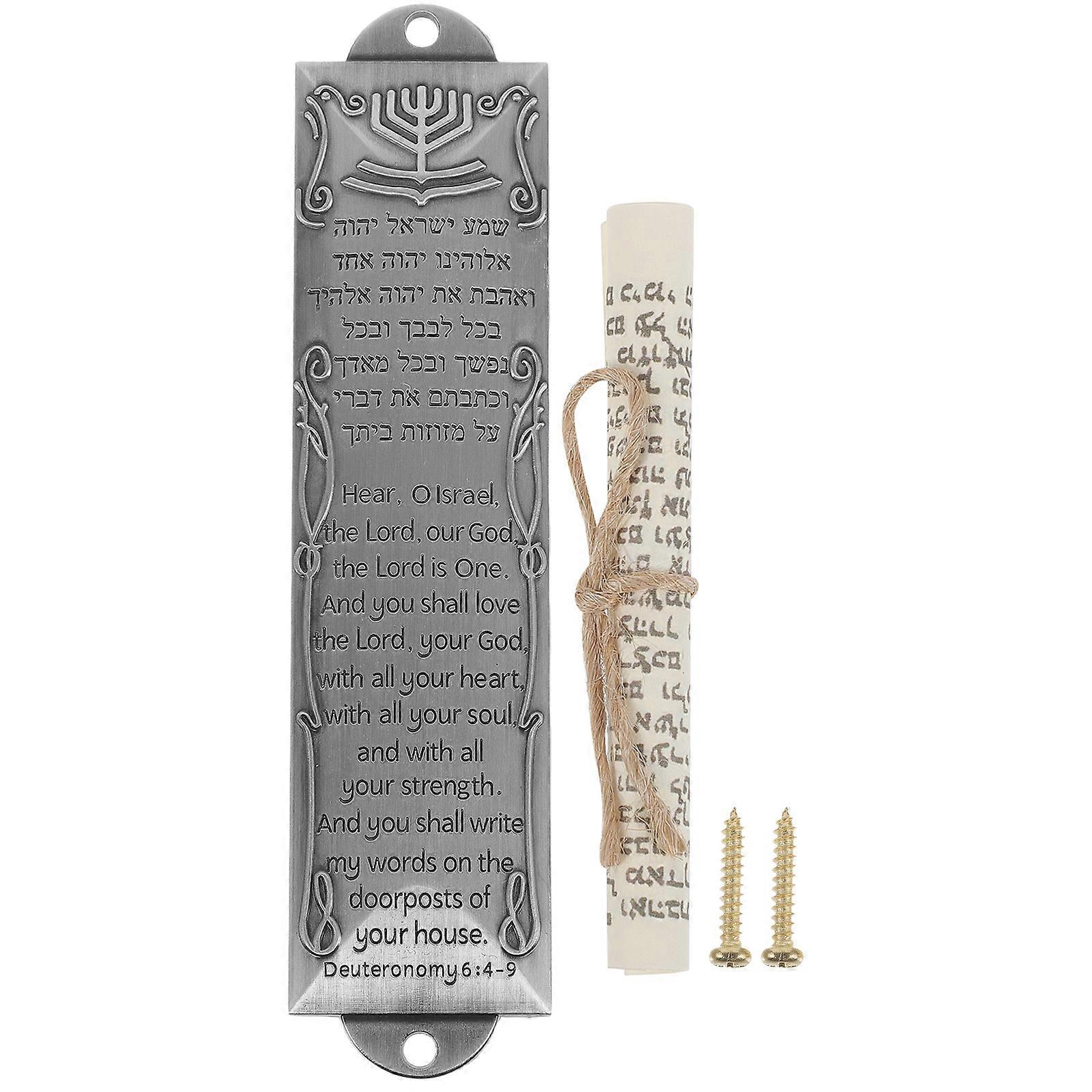 Mezuzah-türdekoration Im Retro-stil Aus Metall, Mezuzah-plakette, Segens-mezuzah-ornament-13.2x3.2cm