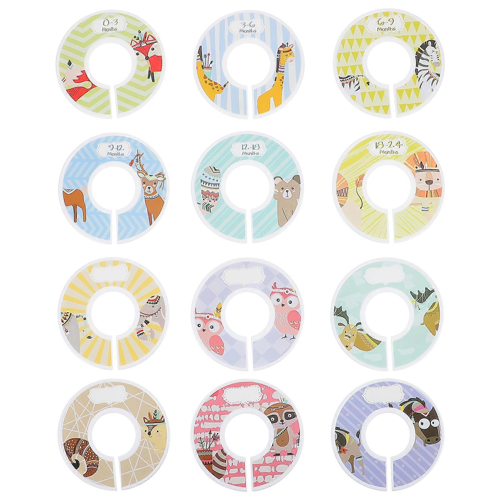 12-teiliges Set Größentrenner Für Babykleiderschränke Mit Cartoon-design, Babykleiderschrank-organizer Für Jungen Oder Mädchen-9x9cm
