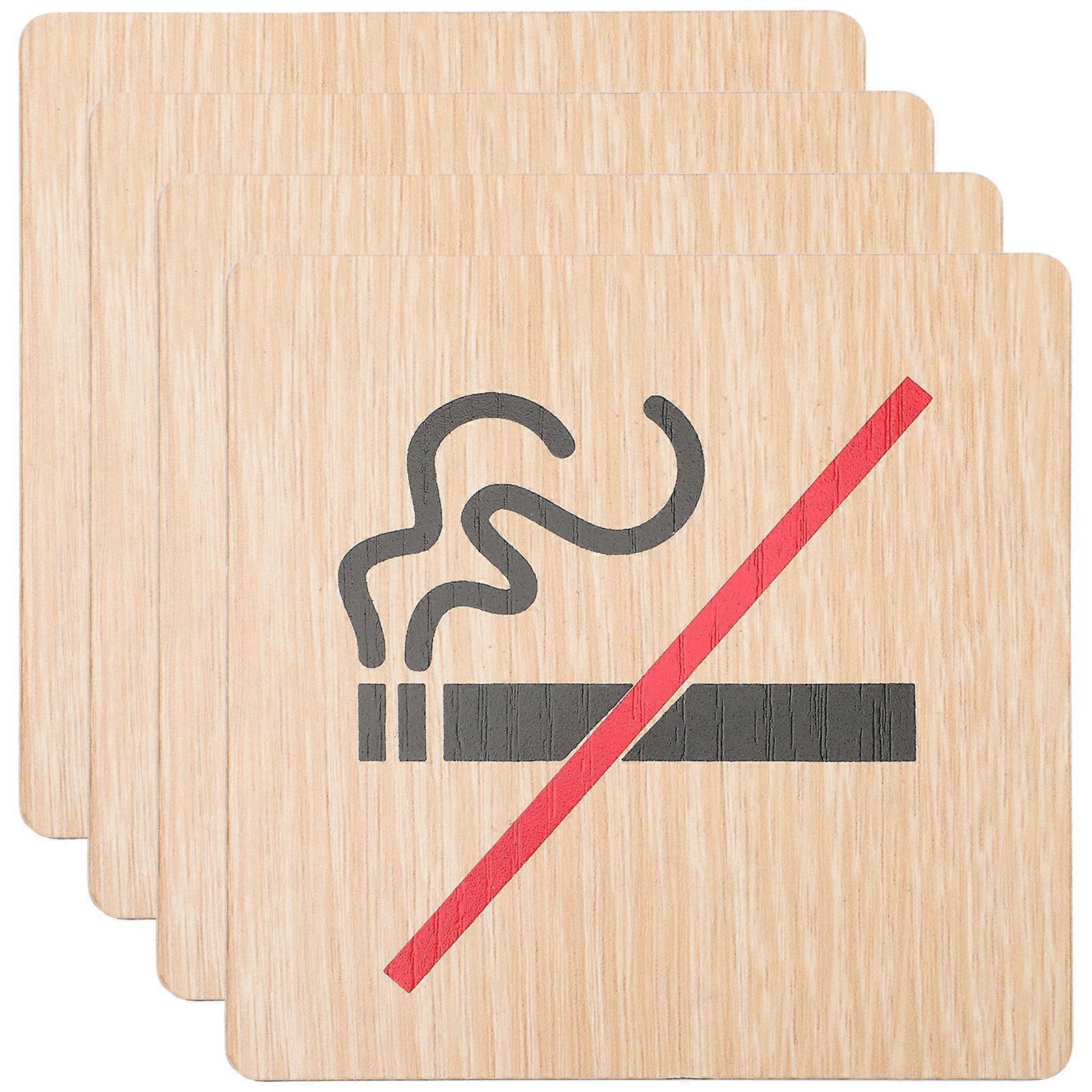 4 Stück Rauchverbotsschilder Für Hotels, Holztafeln-10x10cm