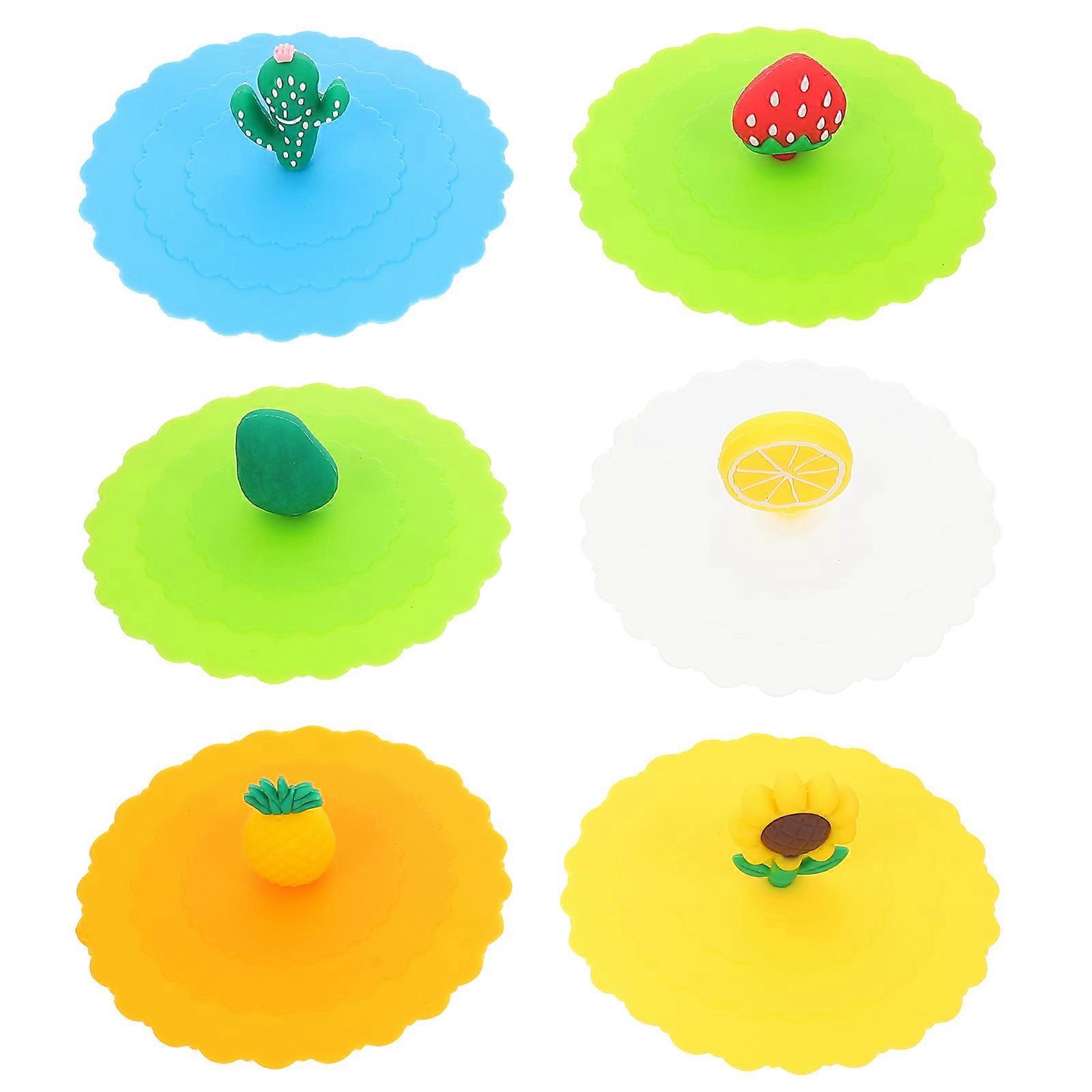 6er-packung Silikondeckel Im Cartoon-frucht-design, Modische Silikonabdeckungen, Haushaltsartikel-10.00x10.00x4.00cm