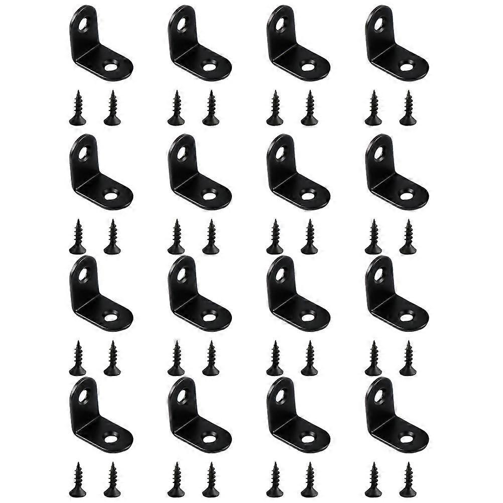 16 Stück Verstärkte Eckverbinder, 90°-l-förmige Rechtwinklige Winkelverbinder Mit 32 Schrauben-2.00x2.00x0.20cm-black