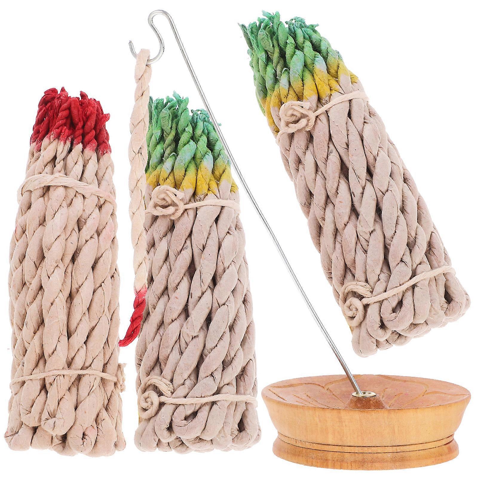 Set Räucherstäbchen-seilbrenner, Aroma-räucherstäbchen-seilhalter, Räucherstäbchen-tablett Mit Seil-räucherstäbchen-18.00x7.00x7.00cm