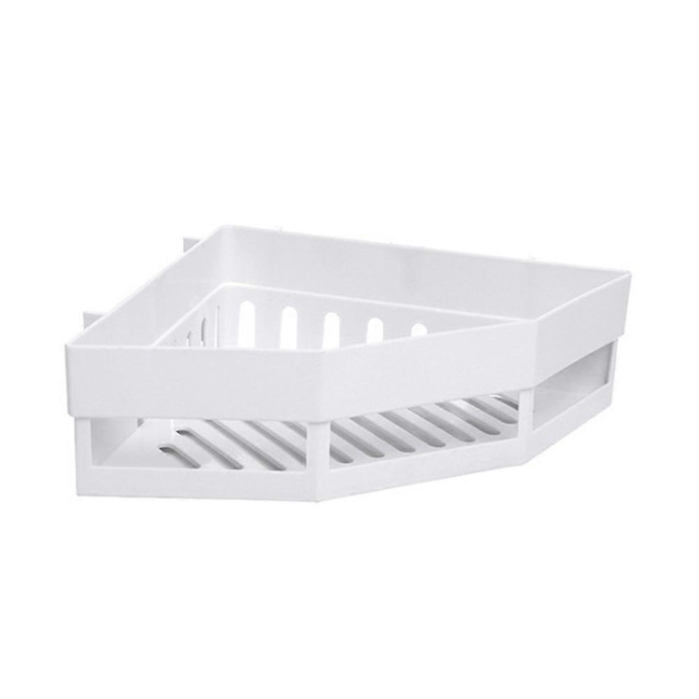 Eckregal Fürs Badezimmer, Dreieckiges Eckregal Zur Wandmontage, Aufbewahrungshalter (ohne Bohren)-206.5cm-white