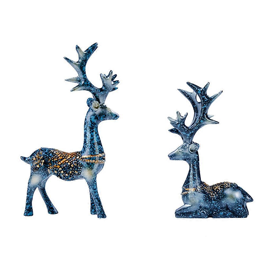 1 Paar Hirschornamente Aus Kunstharz Zur Dekoration Des Autoinnenraums, Des Armaturenbretts Oder Des Schreibtisches (marineblau)