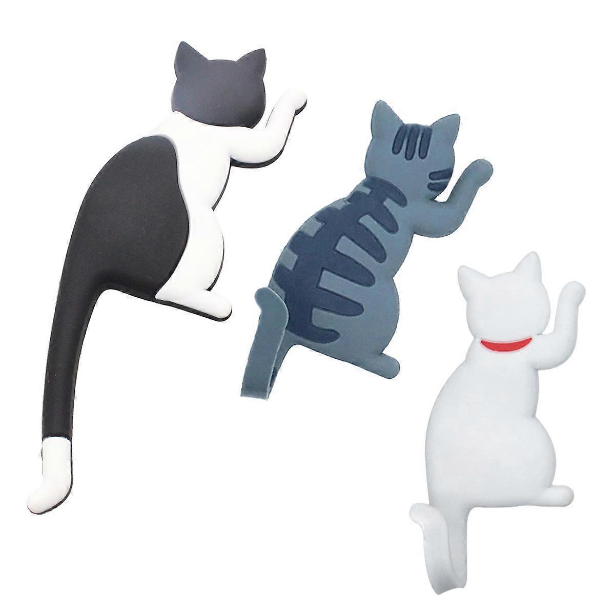 Stück Magnetische Haken Mit Cartoon-katzenmotiv, Spurlos Entfernbar, Dekorativer Kühlschrankaufkleber, Nachrichtenmagnet, Kleiderhaken, Schlüsselhalter, Aufbewahrungshaken (zufälliges Muster)-13.30x5.