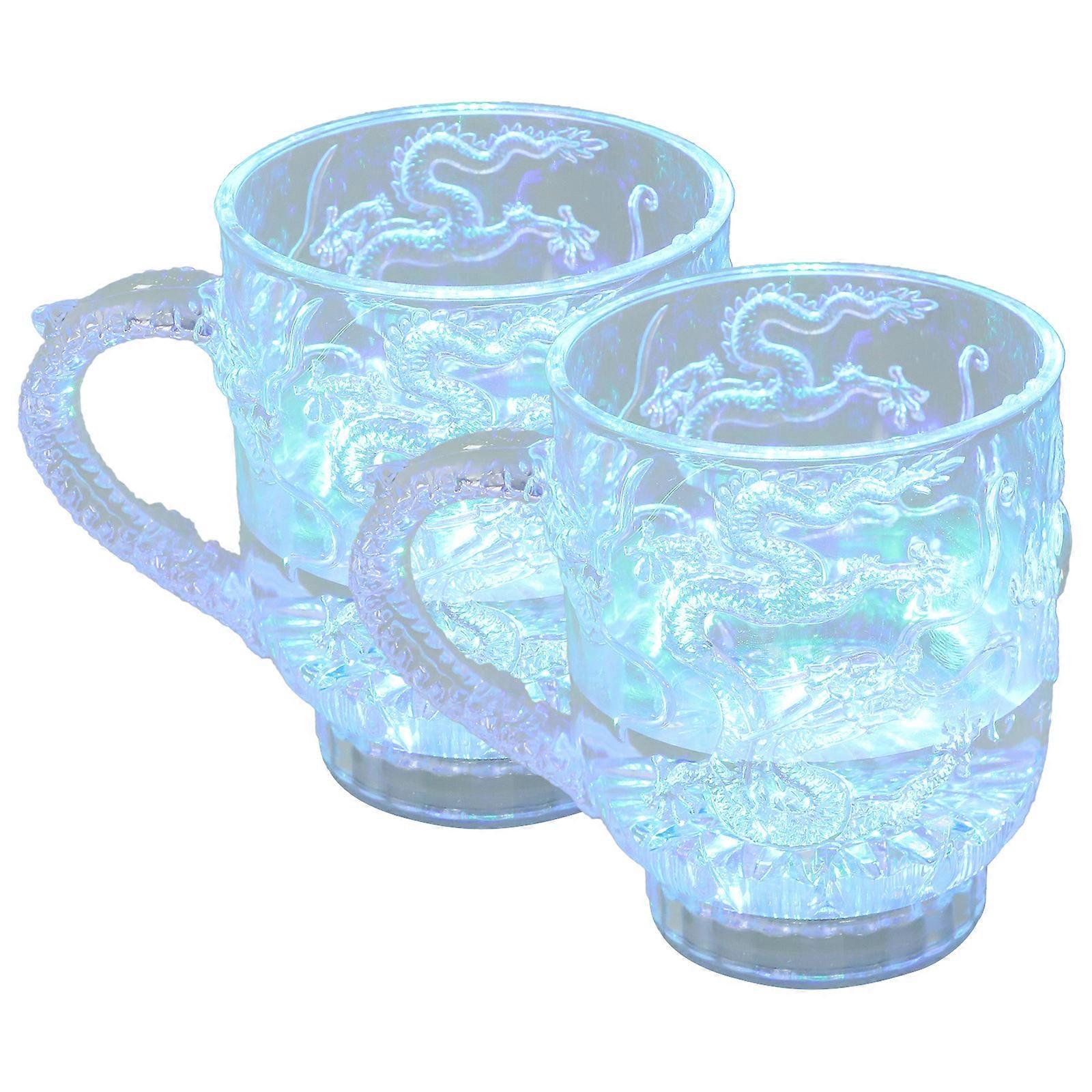 Stück Led-blinkende, Farbenfrohe Induktionsbecher Mit Farbwechsel, Empfindliche Trinkbecher Für Wasser, Milch, Tee, Kaffeegetränke (drachenmuster) (285 Ml)-9.7x8x5.5cm