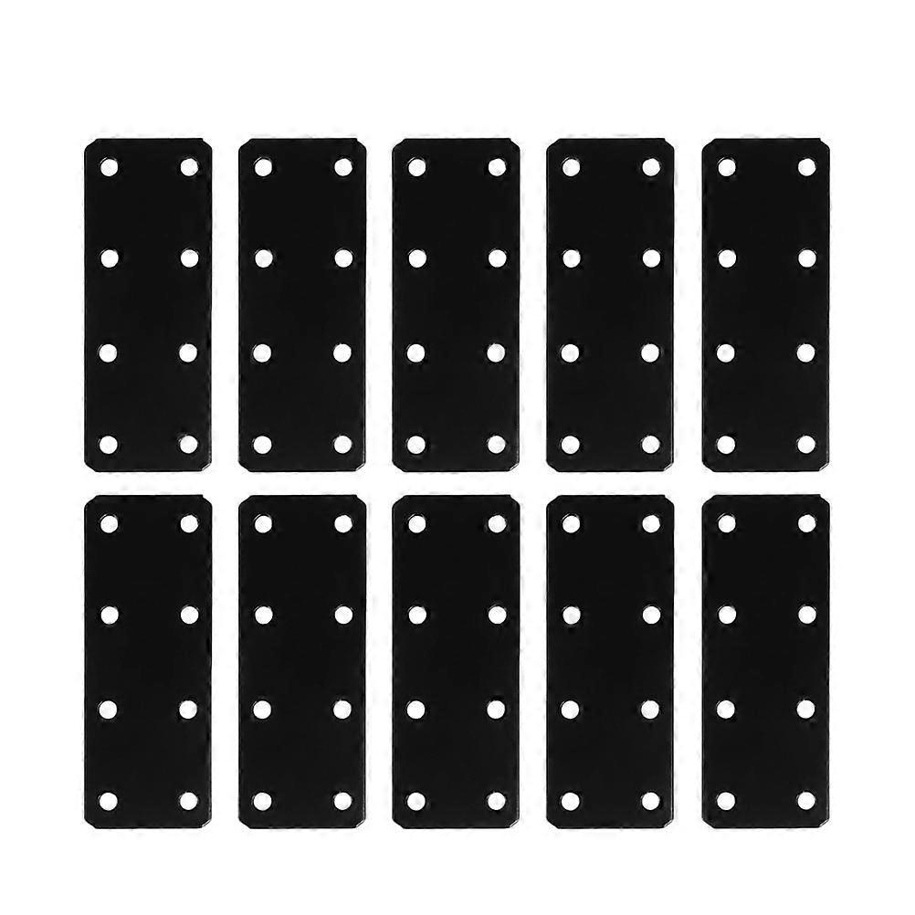 10 Stück Flache, Gerade Strebenhalterungen, Massive Reparaturplatten, Befestigungselemente, Ersatzteil-10x3.8cm-black