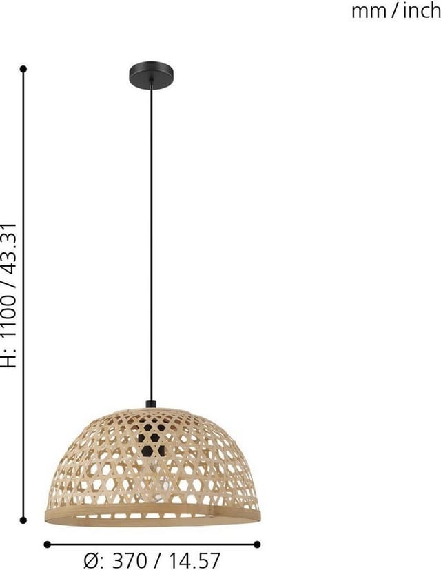 EGLO CLAVERDON PENDELLEUCHTE E27 Ø370 BAMBUS