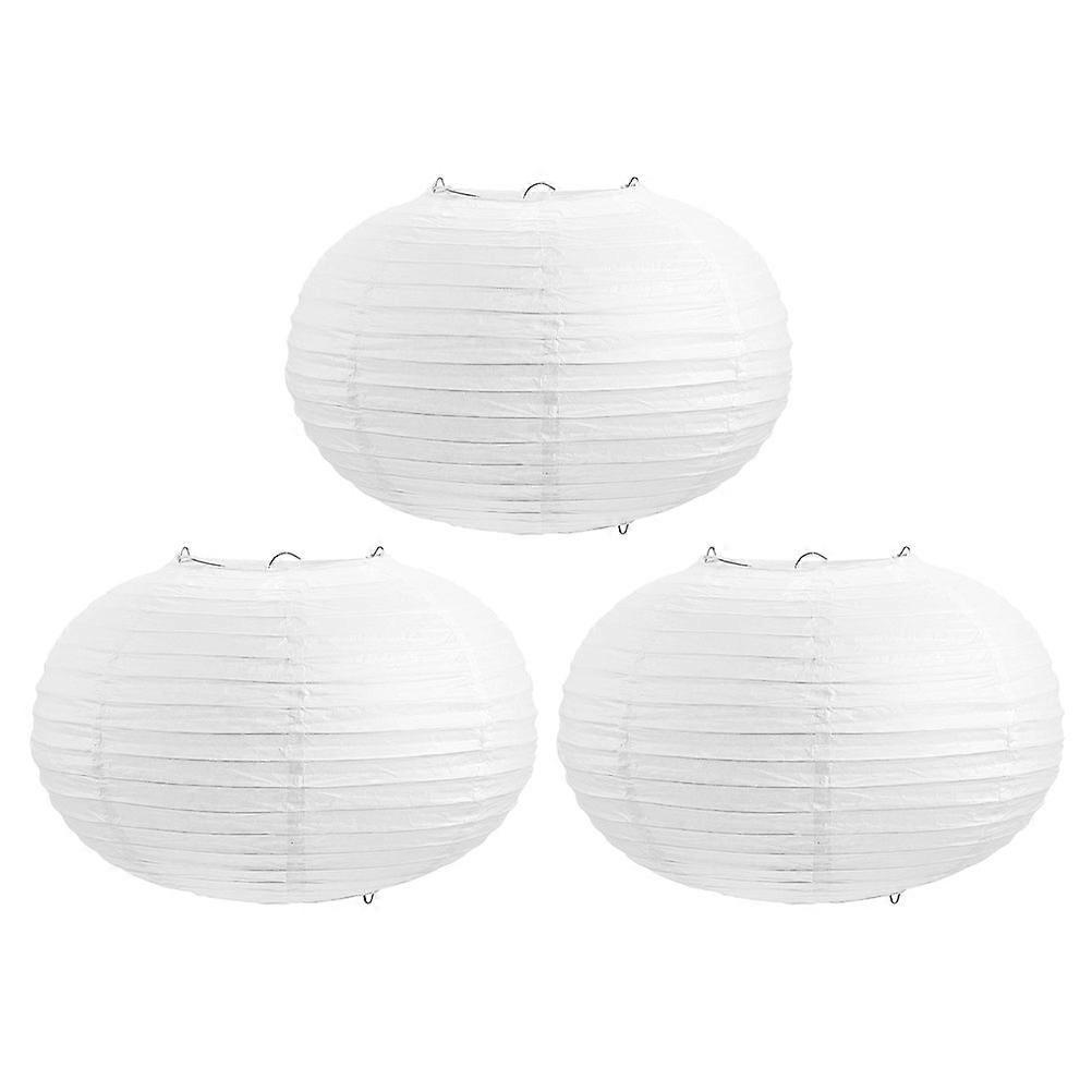 3er-set Papierlaternen-lampenschirme, Dekorative Papier-hängelampenschirme, Papierlampenschirme-30.00x30.00x19.00cm-white