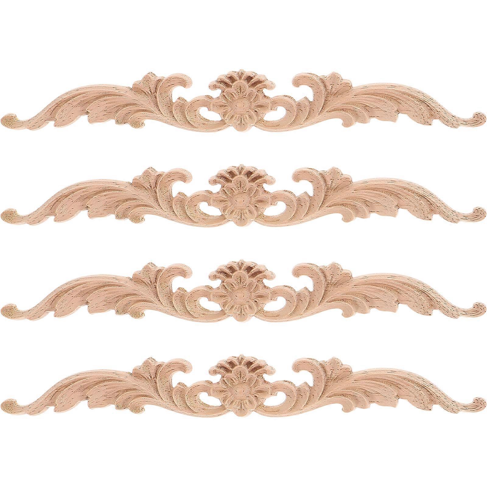 4-teiliges Set Exquisiter Holzschnitzapplikationen, Tür-, Schrank- Und Möbelverzierungen-20x2.5x0.8cm