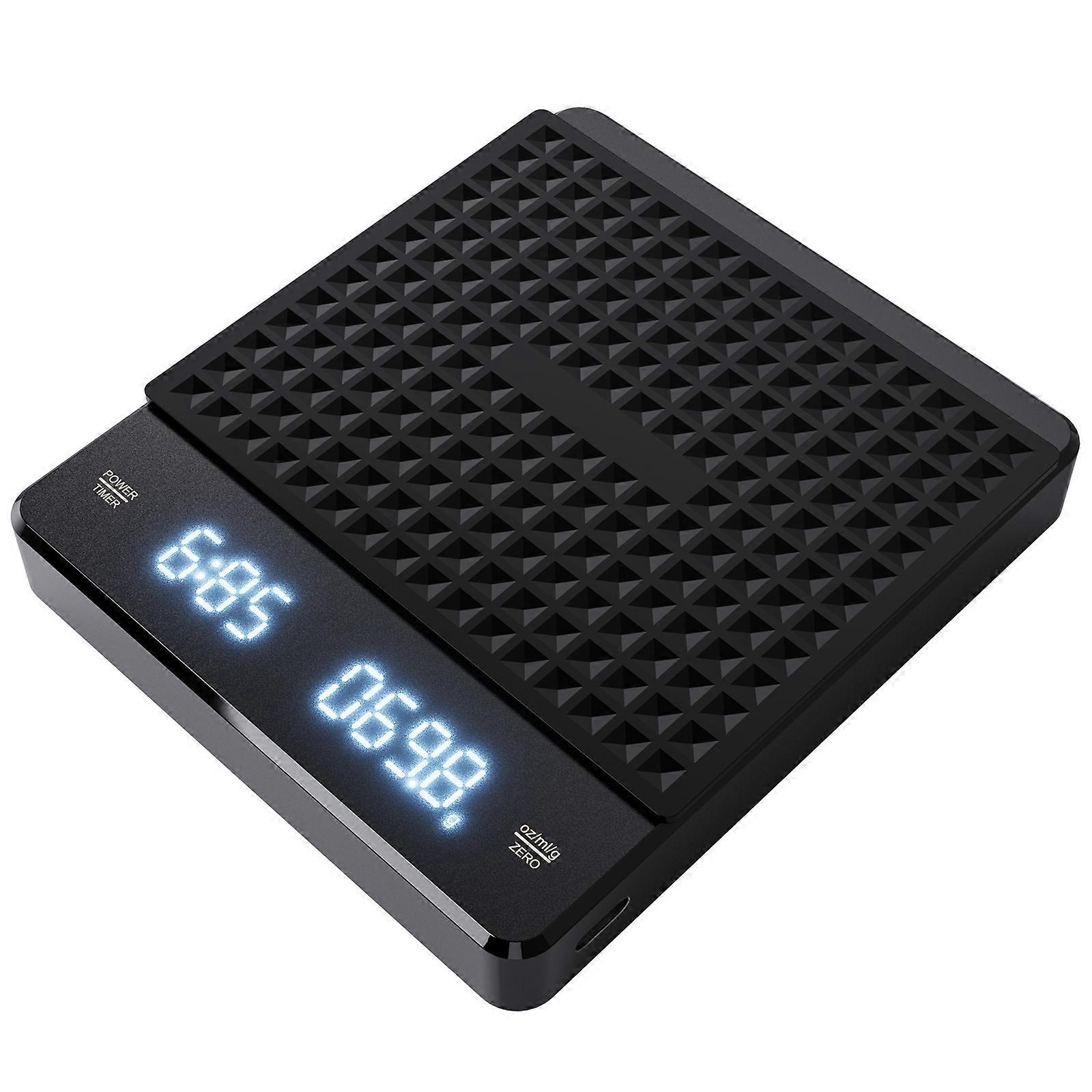 Kaffeewaage Für Filterkaffee, Hochpräzise Küchenwaage Mit Timer, 5 Kg / 0,1 G-14x12cm-black
